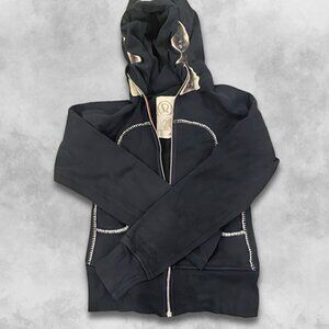 Lululemon Limited Edition Scuba Hoodie Wool Trim Detailing Zip Closure Black XS